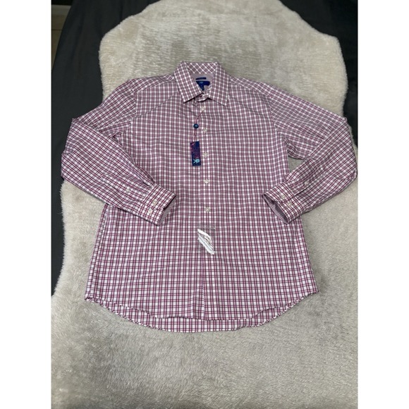 New Egara Men's Pink Plaid Button Down Shirt Size Large Non Iron - Picture 1 of 8